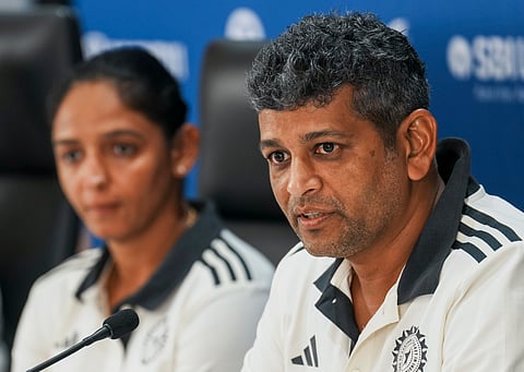 Captain Harmanpreet Kaur and head coach Amol Muzumdar.