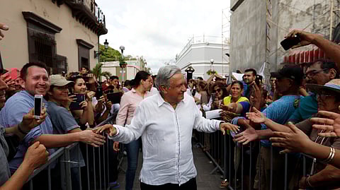 Mexican President-elect Andres Manuel Lopez Obrador greets supporters as he kicks off a nationwide tour after his election in Mazatlan, Mexico, Sept. 16, 2018.