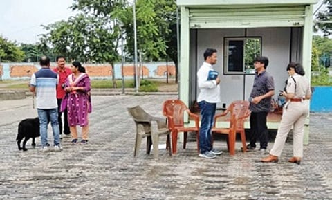 A scientific team and dog squad at the crime scene in Rourkela on Wednesday