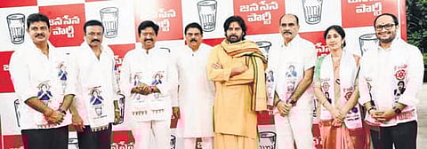 Former YSRC MLAs Balineni Srinivasa Reddy, Samineni Udaya Bhanu and Kilari Rosaiah and several other leaders join the JSP on Thursday