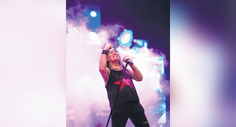 Dave Evans, vocalist of AC/DC band, performing at the Indie Music Festival at the Kerala Arts and Crafts Village, Kovalam