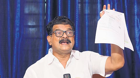 P V Anvar at the press meet held in Nilambur on Thursday