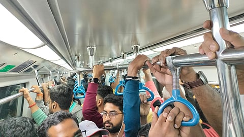 Jampacked Purple Line train on Friday evening