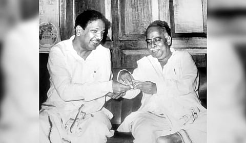 Annadurai and his protégé, M Karunanidhi