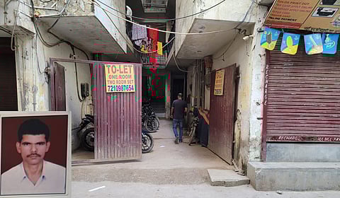 The residence of the family; (inset) The father Heeralal Sharma