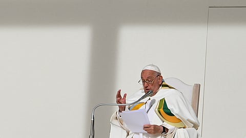Pope Francis holds a holy mass at King Badouin stadium in Brussels, Belgium on Sunday.