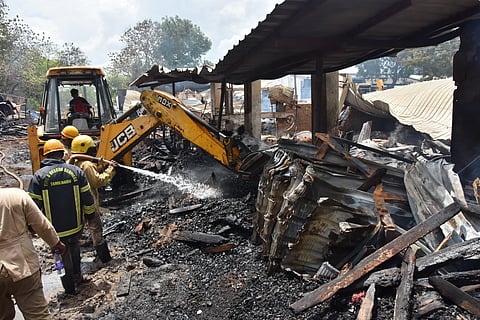 The fire and rescue services personnel doused major fire that broke out in a sawmill/timber company in Pettai.