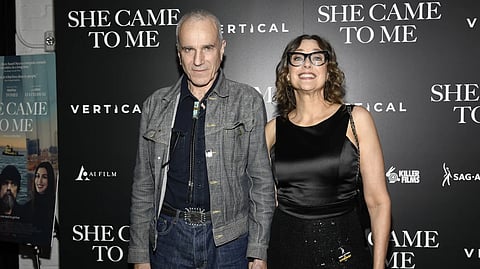 Writer-director Rebecca Miller, right, and husband Daniel Day-Lewis attend a special screening of "She Came to Me" at Metrograph, Oct 3, 2023, in New York.