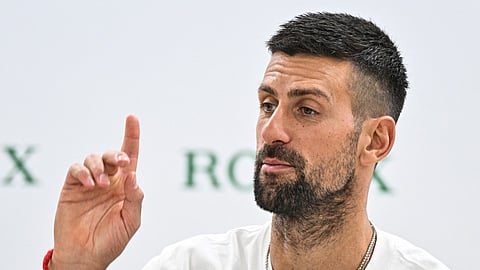 Serbia's Novak Djokovic attends a press conference at the Shanghai Masters tennis tournament