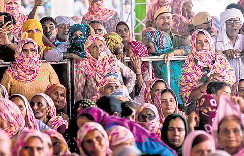 Congress supporters during the party’s Haryana Vijay Sankalp Jansabha.