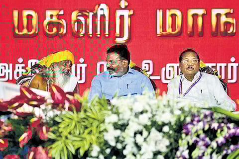 VCK chief Thol Thirumavalavan along with leaders at the conference