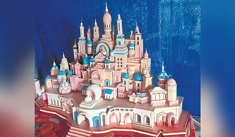The mini 3D replica of the pandal at Saheed Nagar