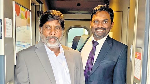 Deputy Chief Minister Mallu Bhatti Vikramarka and Energy Secretary Ronald Rose board a bullet train to Osaka in Japan on Wednesday