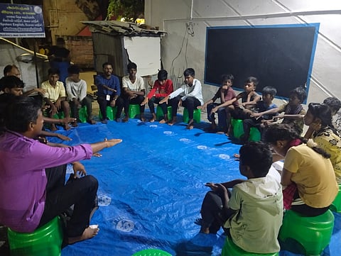 The young parliamentarians taking oath at Kannagi Nagar.