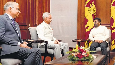 External Affairs Minister S Jaishankar with Lankan President Anura Kumara Dissanayake in Colombo