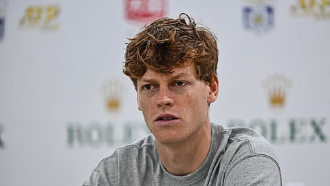 Italy's Jannik Sinner speaks during a press conference at the Shanghai Masters tennis tournament