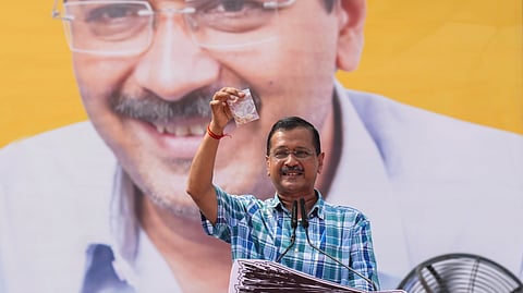 AAP national convener Arvind Kejriwal speaks during the 'Janta Ki Adalat' programme, in New Delhi