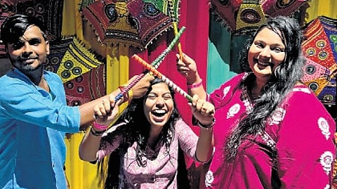 Palak Goel(right) with friends at a dandiya night