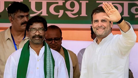 Jharkhand CM Hemant Soren with Congress leader Rahul Gandhi