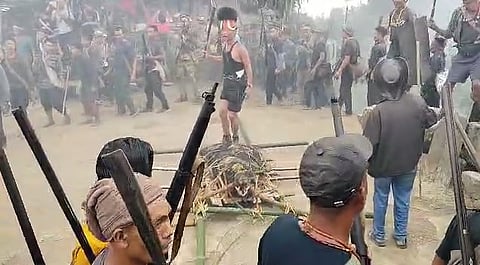 Villagers shouted war cries, and a group performed a war dance in full battle attire, but this was no festival or show for VIPs.