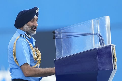 Chief of the Air Staff Air Chief Marshal Amar Preet Singh addresses the 92nd Annual Day celebrations of the Indian Air Force , at Air