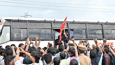 Over 200 workers, including CITU leader A Soundararajan, were detained by the police.