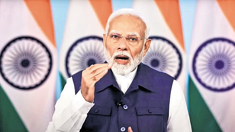 Prime Minister Narendra Modi said women constitute nearly half of India's population, their contributions to the nation are vast and invaluable.