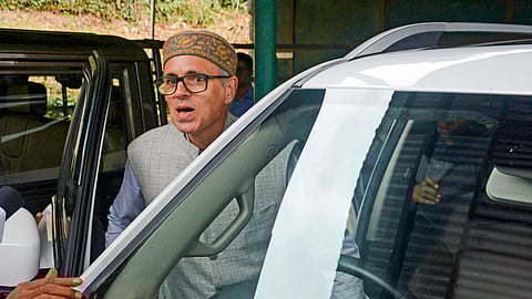 : Jammu and Kashmir National Conference Vice President Omar Abdullah leaves for Budgam to get the certificate after he won from the constituency in the Assembly elections, in Srinagar.