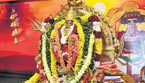 Goddess Kanaka Durga appeared as Sri Durga Devi Avatar on the eighth day of Dasara festivities atop Indrakeeladri in Vijayawada on Thursday.