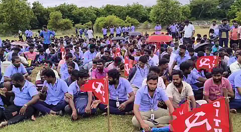 Image of Samsung workers protesting used for representational purpose.