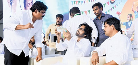 Deputy CM Pawan Kalyan during Palle Panduga at Kankipadu on Monday.