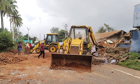 A 100 ft high chimney of an illegal brick kiln near the Thadagam Valley in the Coimbatore