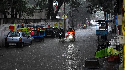 Following heavy rain, several roads were flooded in Coimbatore.