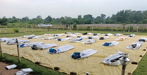 Pic of 31 Maoist bodies recovered by Bastar police after encounter on October 4.