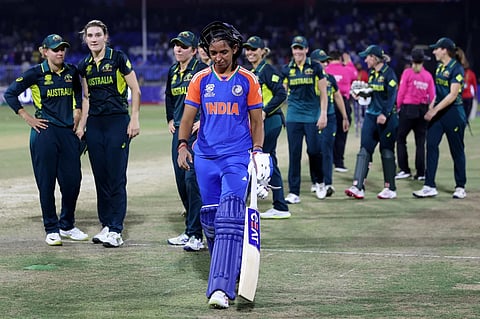 India after their match against Australia in the Women's T20 World Cup.