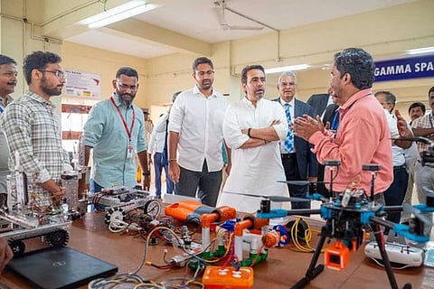 Union Minister Jayant Chaudhary visits GITAM in Visakhapatnam on Tuesday.