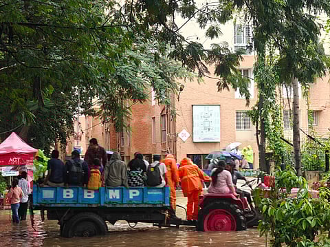 Following heavy rains over the last two days, Kendriya Vihar Apartments have once again been flooded.