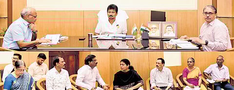 Deputy Chief Minister Udayanidhi Stalin chairing a review meeting on the activities of the Project and Development Department on Thursday