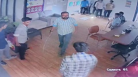 Owner-cum-trainer of Jal NEET Academy beating a student.