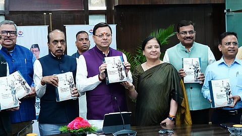 Uttarakhand CM Pushkar Singh Dhami along with other members of the drafting committee.