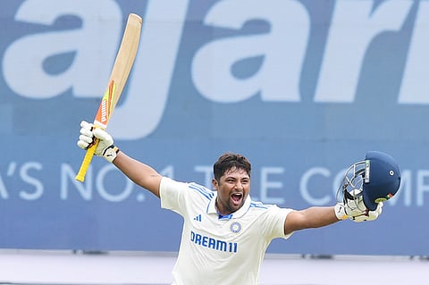 Sarfaraz Khan during the test match between New Zealand and India in Bengaluru.