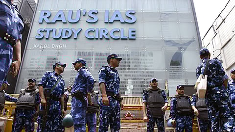 The 'Rau's IAS Study Centre' coaching centre in New Delhi, where three civil service aspirants died due to flooding in the building's basement on July 27, 2024.