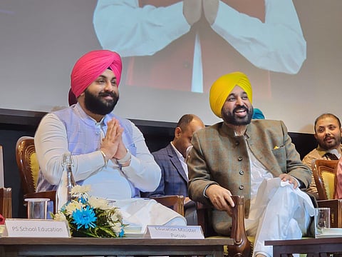 Punjab Education Minister Harjot Singh Bains with CM Bhagwant Mann