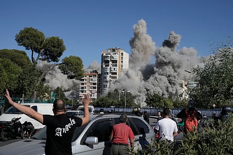 Israeli strike destroys building near Beirut as Blinken presses for Gaza cease-fire