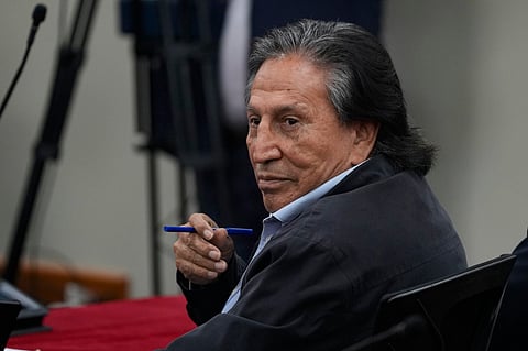 Former Peruvian President Alejandro Toledo attends a court session where the judge will rule in his corruption case in Lima, Peru, Monday, Oct. 21, 2024.