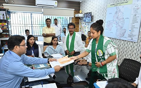 JMM candidate Kalpana Soren files her nomination papers from the Gandey Assembly constituency ahead of the Jharkhand Assembly elections.