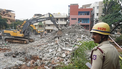 The under-construction building collapsed at Hennur, in Bengaluru on Tuesday evening.