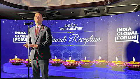 UK Health Secretary Wes Streeting addresses the India Global Forum's Diwali Reception, in London, Wednesday, Oct. 23, 2024.