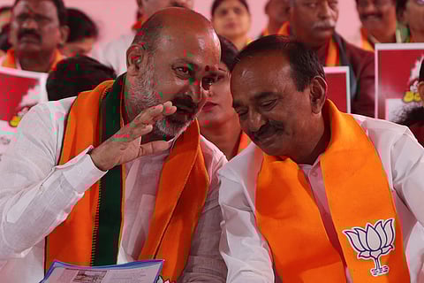File Photo | Bandi Sanjay Kumar with Malkajgiri MP Eatala Rajendar