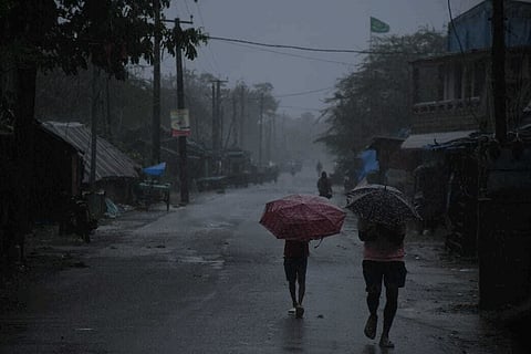 The landfall process of cyclone Dana continued with strong winds and downpours in the Chandipur area of Balasore district, Odisha, on Friday.